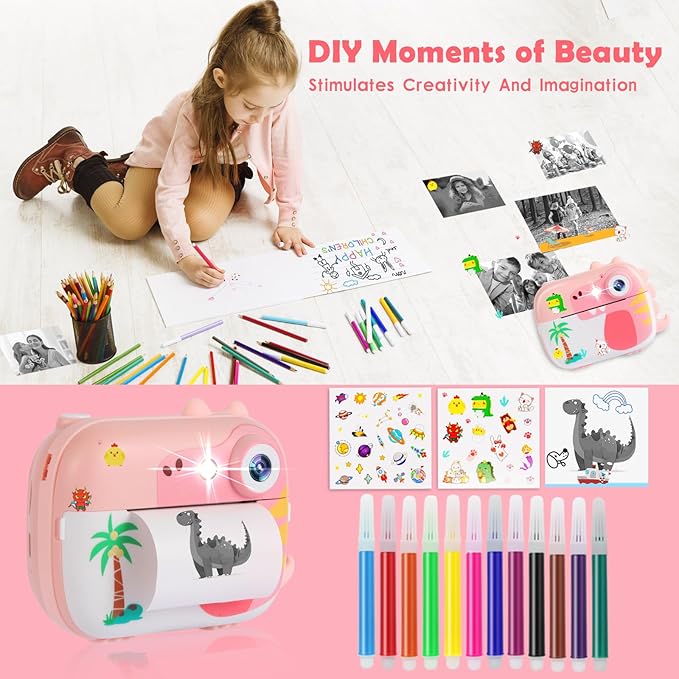 Kids Camera Instant Print,Children Digital Camera Toys with HD Video for Kids Aged 3-12,Christmas Birthday Festival Present for Girls Boys,with 7 Rolls Instant Paper,M3 ARNSSIEN