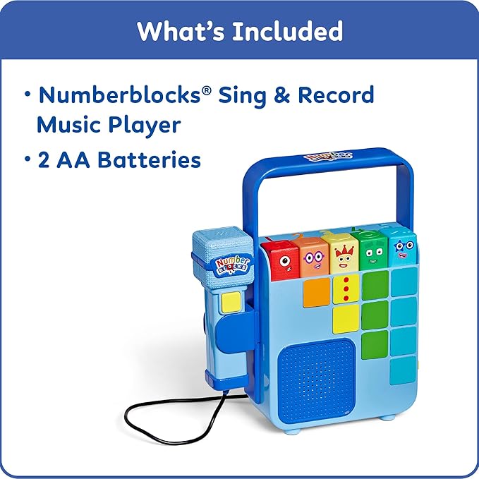 hand2mind Numberblocks Sing and Record Music Player, Kids Karaoke Microphone, Musical Toys, Toddler Boombox, Counting Toys, Preschool Math Learning Activities, Numbers for Toddlers, Birthday Gifts hand2mind