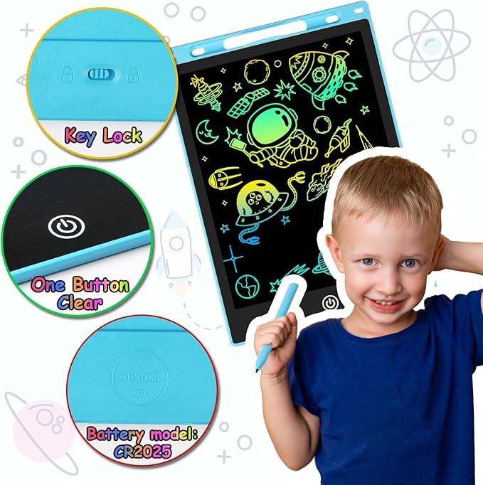 12 Inch LCD Writing Tablet - Colorful Electronic Drawing Pad & Doodle Board for Kids Ages 3-8, Erasable Educational Toy, Birthday and Christmas Gift for Girls and Boys (Blue) ArtcraftandStorage
