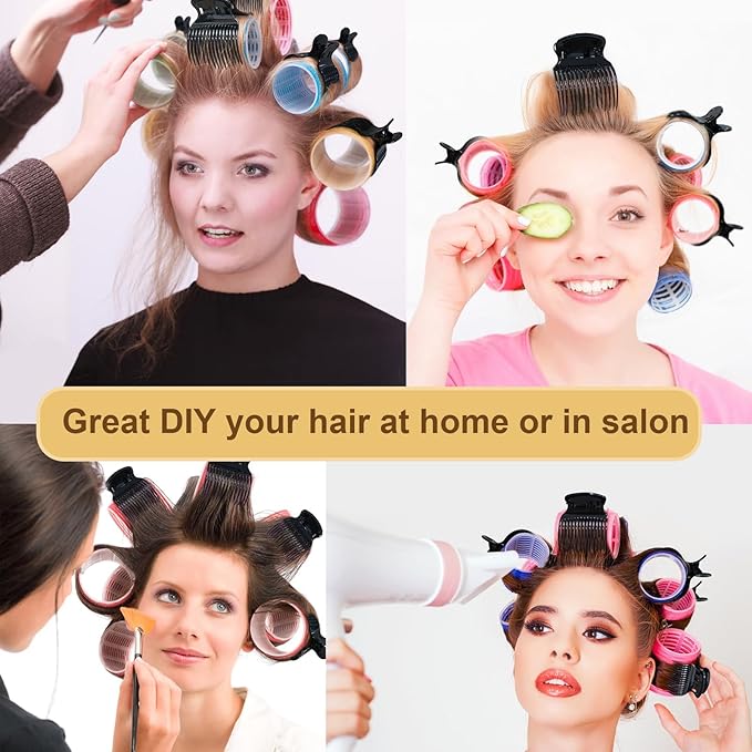 Hot Roller Clips -10PCS Hair Roller Clip - Hair Curler Claw Clip - Replacement Roller Clips for Women Girls Hair Section Styling - Black