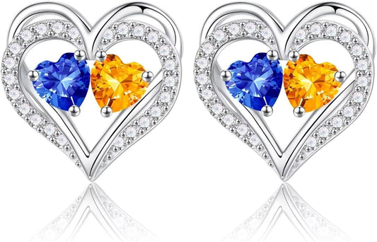 Iefil Christmas Gifts for Women Wife - 925 Sterling Silver Birthstone Earrings, Anniversary Birthday Gifts for Women Wife Girlfriend Mom IEFIL