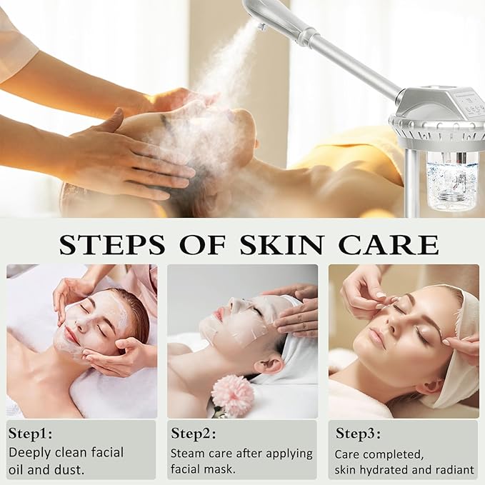 Professional Facial Steamer for Estheticians Face Steamr on Wheels with Hot Mist & Timer Function Suitable for Home Use or Beauty Spa Deep Cleansing and Hydration SalonSe%C3%B1or