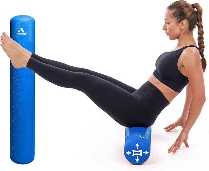 Adjustable Air Roller 2 to 12 PSI Firmness – Inflatable Fitness, Yoga, and Rehab Roller for Men and Women, Back Roller for Muscle Recovery, Home Gym, Travel, or Physical Therapy Use – Ensign Blue