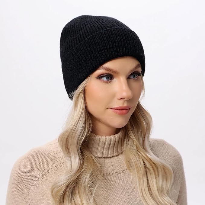 ZOORON Warm Knit Beanie for Men Women Winter Hat, Thick Fisherman Beanies Cuffed Plain Skull Caps ZOORON