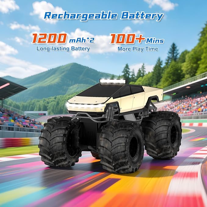 Remote Control Car for Boys, 1:18 Monster Trucks Toys Amphibious RC Cars, 2.4 GHz Waterproof RC Trucks, 4WD All Terrain Off-Road Pickup, Kids Toys for 6-12 Year Old Boys Girls Christmas Birthday Gifts 1