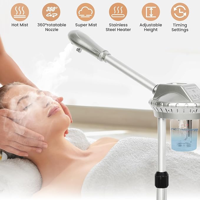 Professional Facial Steamer for Estheticians Face Steamr on Wheels with Hot Mist & Timer Function Suitable for Home Use or Beauty Spa Deep Cleansing and Hydration SalonSe%C3%B1or