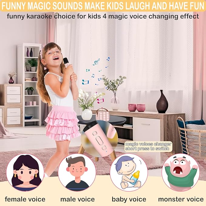 Mini Karaoke Machine for Kids Adults, Mini Portable Bluetooth Karaoke Speaker with 1 Wireless Mics and LED Lights for Kids Adults, Christmas Birthday Gifts Toys for Girls Boys Family Home Party Darkant