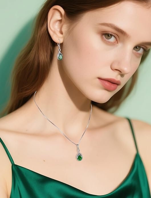 Earrings for Women 8x12mm Birthstone Sterling Silver Infinity Dangle Drop Leverback Earring EJARY