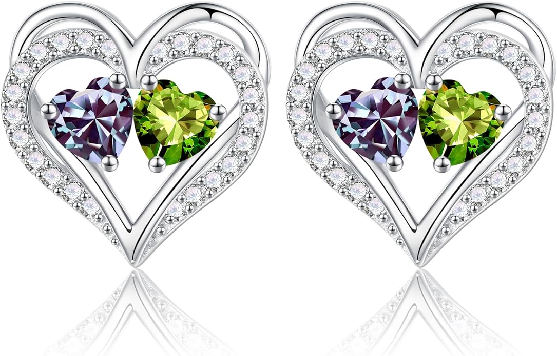 Iefil Christmas Gifts for Women Wife - 925 Sterling Silver Birthstone Earrings, Anniversary Birthday Gifts for Women Wife Girlfriend Mom IEFIL