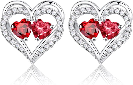 Iefil Christmas Gifts for Women Wife - 925 Sterling Silver Birthstone Earrings, Anniversary Birthday Gifts for Women Wife Girlfriend Mom IEFIL