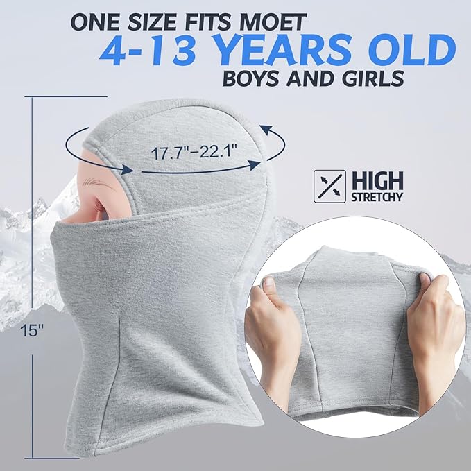 Kids Balaclava Face Mask, Winter Hat Face Warmer for Cold Weather Ski Mask for Boys Girls KOOLSOLY