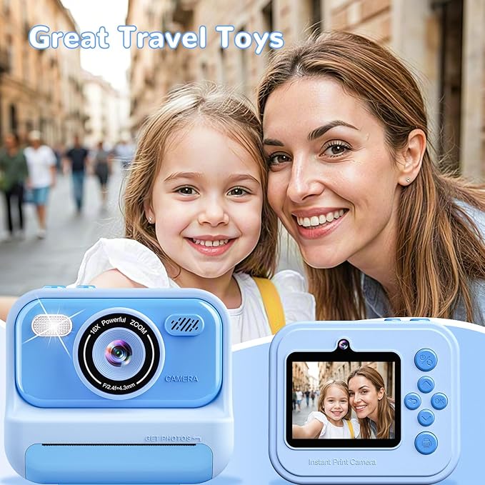 Kids Toys Instant Print Camera,2.4 Inch Screen Kids Instant Cameras, Christmas Birthday Gifts for Girls Age 3-12, Portable Toddler Toy for 3 4 5 6 7 8 9 10 Year Old Girls Boys Eaever