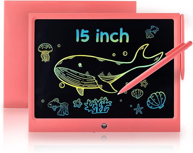LCD Writing Tablet for Kids, 15 Inch Colorful Electronic Doodle Board, Educational Learning Kids Drawing Tablet Toys, Christmas Birthday Gift for 3 4 5 6 7 8 9 Year Old Girls Boy ERUW