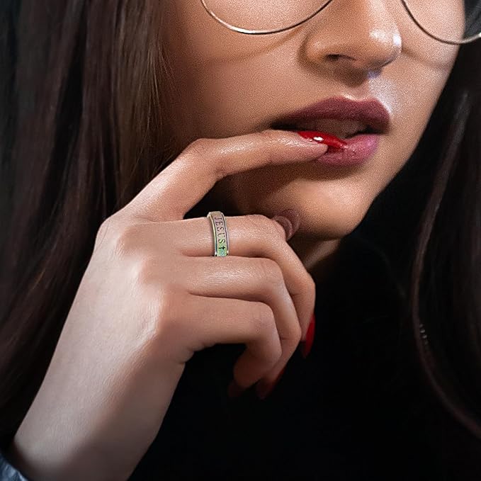 OreilleStar Fidget Spinner Anxiety Ring for Women: Fidget Toys Adults Cute Jesus Thumb Ring Stainless Steel Gold Silver Size 5 6 7 8 9 10 (Rainbow, 5)