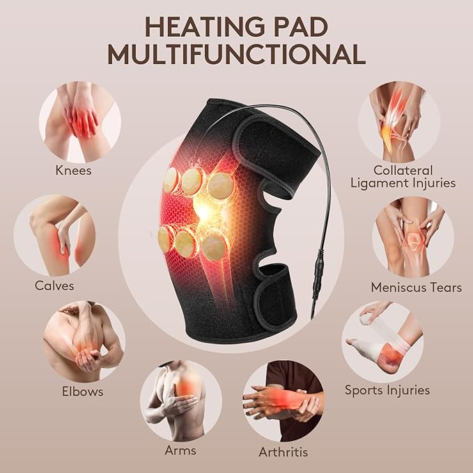 UTK Far Infrared Heating Pads for Knee Pain Relief, Heated Knee Brace Wrap with 6 Jade Stones & 3 Heat Settings & Auto Shut Off, Knee Heating Pad for Knee Pain & Stress Relief UTK