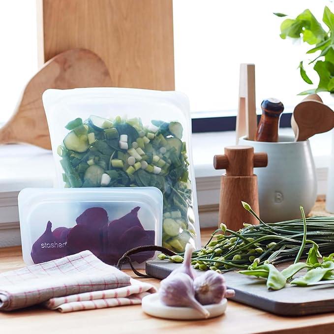 Stasher Premium Silicone Reusable Food Storage Bags, 3-Pack, Multi, Multi-Use Food Storage Bags, Lunch Bag, Travel Containers, BPA Free, Leak-free, Dishwasher-Safe, Eco-friendly Stasher