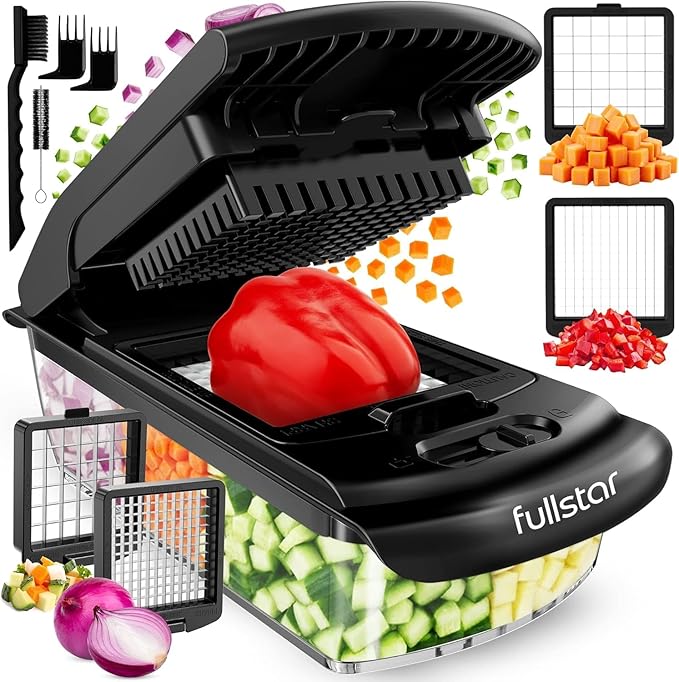 Fullstar The Original Pro Chopper - Vegetable Chopper and Spiralizer, Food Chopper with Container, Fruit Slicer, Kitchen Gadgets & Accessories, Home Essentials (2 in 1, Black) fullstar