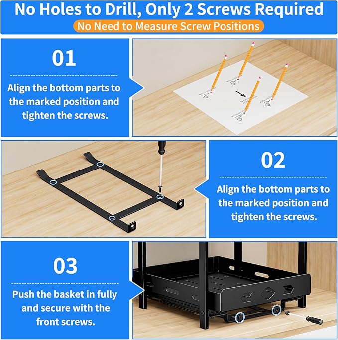 Pull Out Spice Racks for Inside Cabinets, 2-Tier Cabinet Spice Rack, Height Adjustable Spice Rack Organizer for Cabinet, Kitchen Vertical Spice Rack (9.7''Wx10.8''Dx9.2''H, Metal Black) BOIVSHI