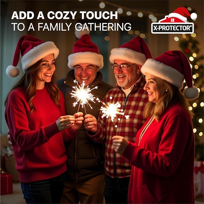 X-Protector Santa Hat - Large Christmas Hat for Adults - Fluffy Christmas Hats for Women and Men - Red Velvet Santa Cap! X-Protector