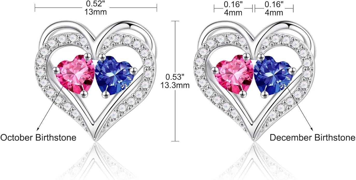 Iefil Christmas Gifts for Women Wife - 925 Sterling Silver Birthstone Earrings, Anniversary Birthday Gifts for Women Wife Girlfriend Mom IEFIL