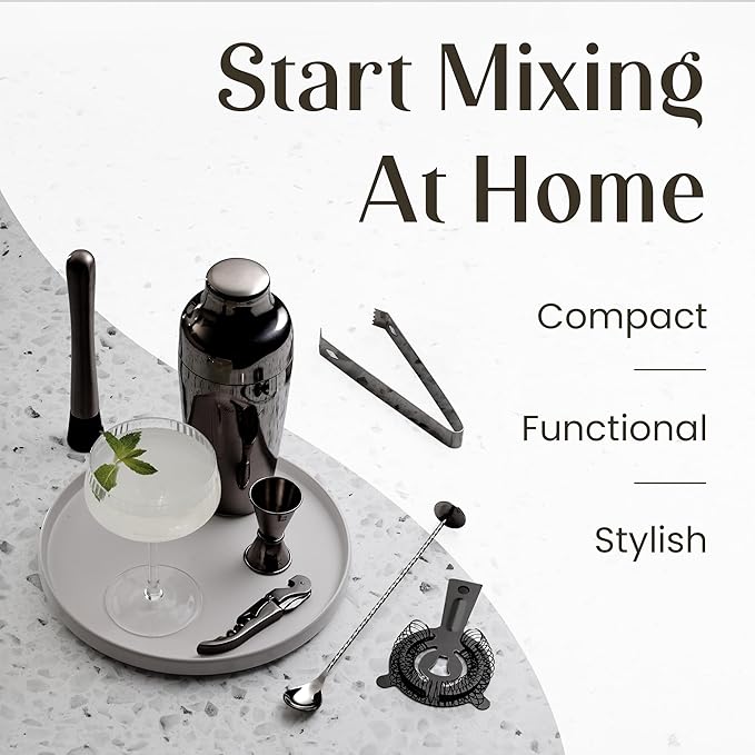 Mixology & Craft Bartender Kit - 15 Piece Set Including Cocktail Shaker and Bar Accessories, Perfect for Drink Mixing at Home, Plus Exclusive Recipe Cards MixologyCraft