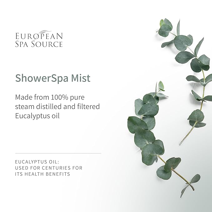European Spa Source Jasmine + Eucalyptus ShowerSpa Mist Spray for Aromatherapy, At Home Spa Experience, Sinus Congestion Relief, and Tension Relief, 4 fl oz. EuropeanSpaSouce