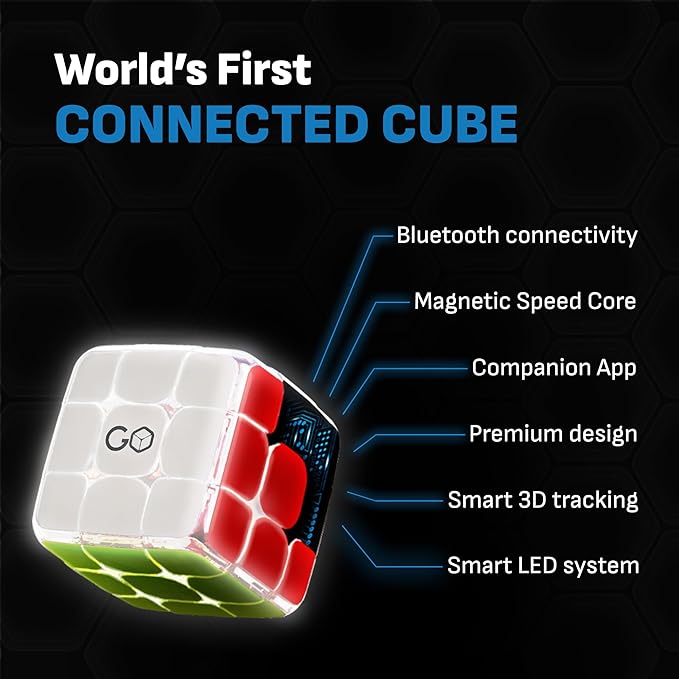 GoCube Edge, The Connected Electronic Bluetooth Cube - Award-Winning 3x3 Magnetic Speed Cube - App Enabled Interactive Smart Cube - Best Gift for Kids & Adults - STEM Brain Teaser Puzzles - Free App Particula