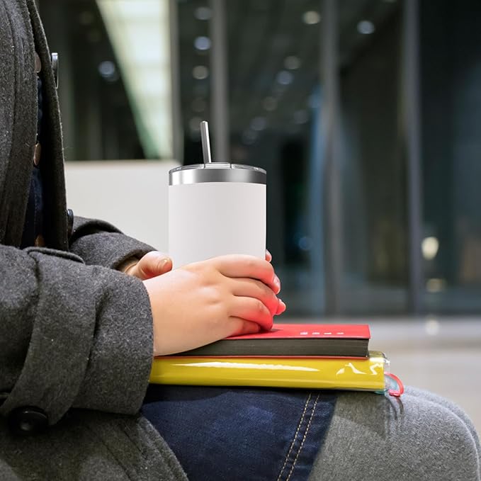 8 Pack 20 Oz Stainless Steel Skinny Tumbler with Splash Proof Lid, Vacuum Insulated Double Wall Thermal Cup, Outdoor Unbreakable Travel Slim Bottle for Hot Cold Drinks