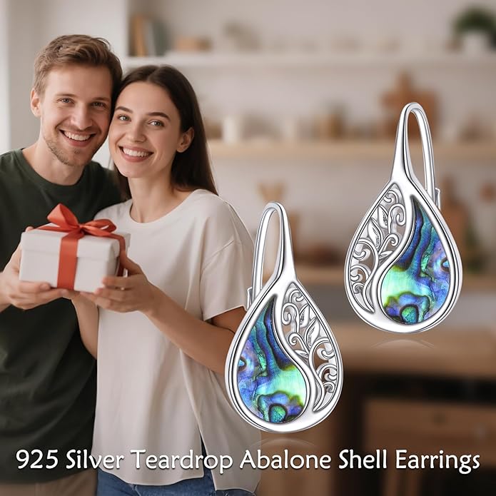 YFN Filigree Moonstone Dragonfly Earrings Sterling Silver Teardrop Bohemian Irish Celtic Knot Drop Dangle Earrings Abalone Shell Jewelry Gifts for Women YFN