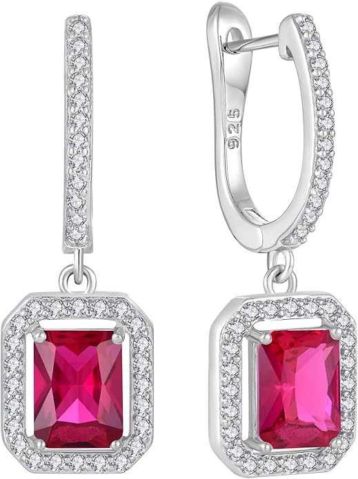 Women's Solitaire Dangle Drop Earrings 925 Sterling Silver Pure Square Huggie Earrings Hoop Dangle Drop Earrings Jewelry Gift WisbalJewelry