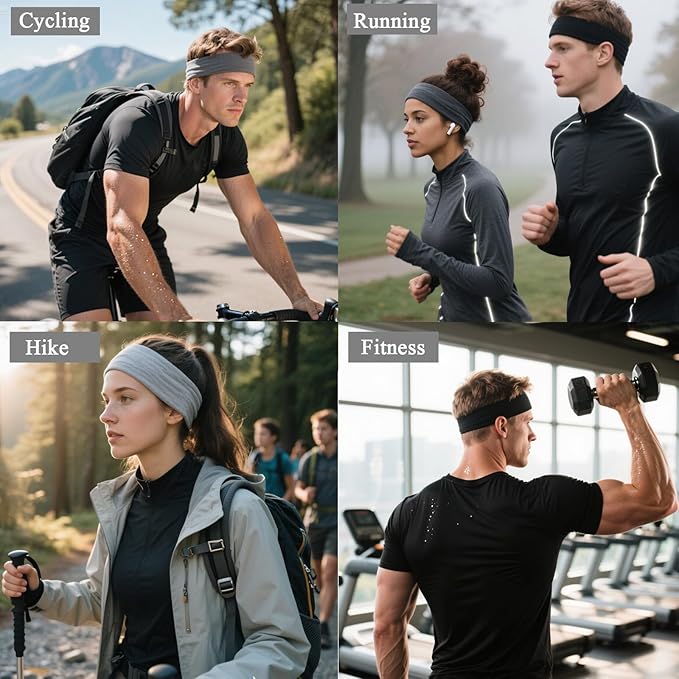 9PCS Headbands for Women and Men Stretchy Headband Soft Hair Band Fashion Head Bands for Women's Hair Workout Yoga Running Unisex Accessories Multi-color Kick Boosters