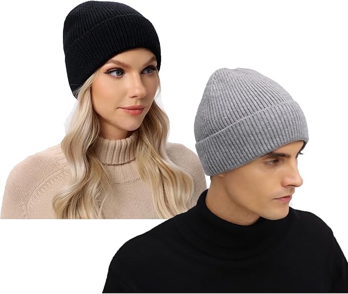 ZOORON Warm Knit Beanie for Men Women Winter Hat, Thick Fisherman Beanies Cuffed Plain Skull Caps ZOORON