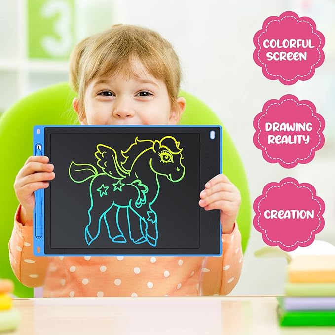 8 Pcs 12 Inch LCD Writing Tablet for Kids Bulk Doodle Board Colorful Doodle Pad Writing Board Electronic Drawing Tablet for Kids Toddlers Learning Birthday Day Gifts for Girls Boys (Black Trim) Zhehao