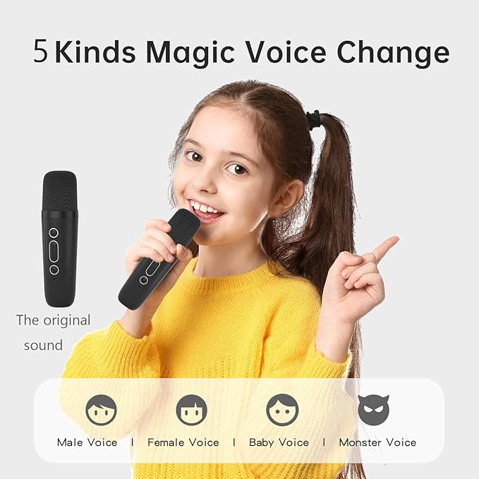 Karaoke Machine for Kids Adults，Wireless Microphones with Speaker ，with Led Lights with 5 Sound Mode, Halloween Toys for Girls Boys Ages 3-12+ Years Old (Black) DRSYXCSAboutUsIntroduction