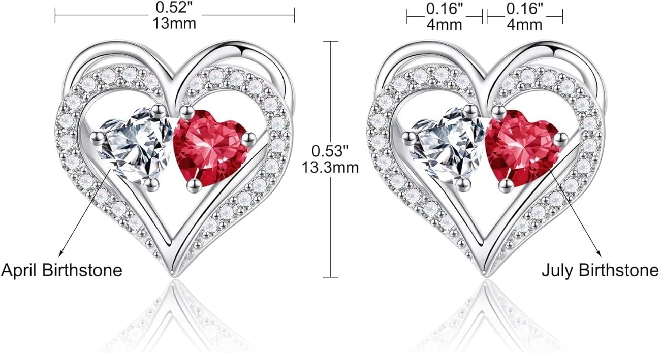 Iefil Christmas Gifts for Women Wife - 925 Sterling Silver Birthstone Earrings, Anniversary Birthday Gifts for Women Wife Girlfriend Mom IEFIL