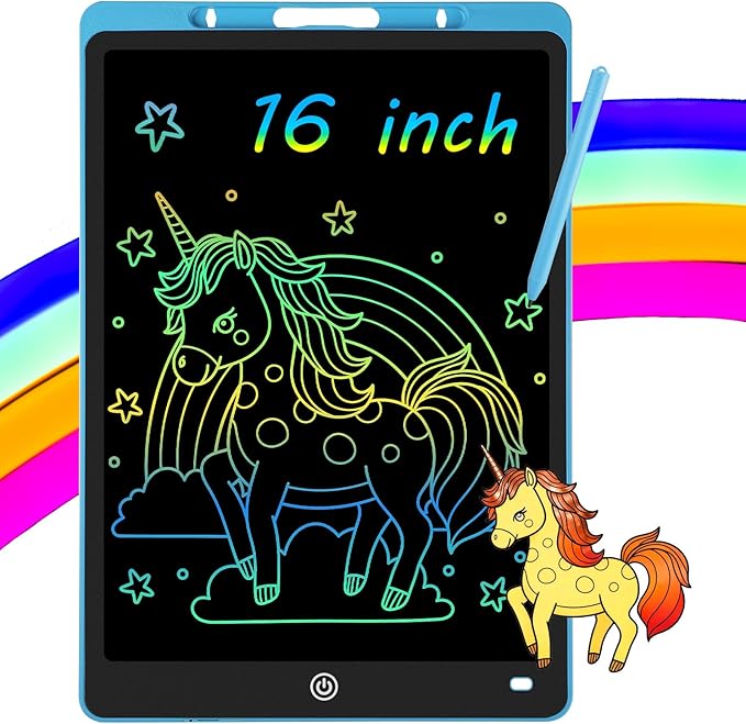 16 Inch LCD Writing Tablet - Colorful Electronic Drawing Pad & Doodle Board for Kids Ages 3-8, Erasable Educational Toy,Birthday and Christmas Gift for Girls and Boys (Blue) ArtcraftandStorage