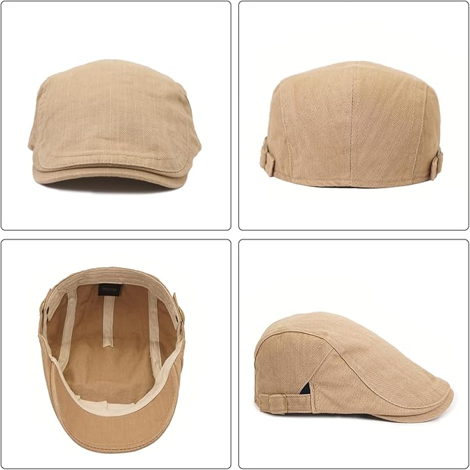 Newsboy Hats for Men Flat Cap Cotton Adjustable Breathable Irish Cabbie Ivy Driving Hunting Hat Xinveen