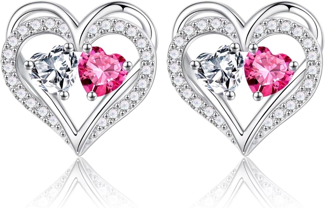 Iefil Christmas Gifts for Women Wife - 925 Sterling Silver Birthstone Earrings, Anniversary Birthday Gifts for Women Wife Girlfriend Mom IEFIL