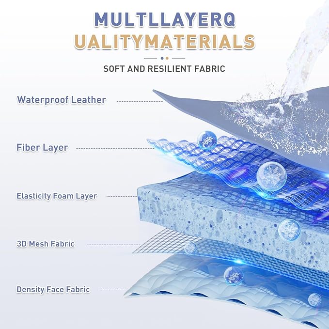 Stationary Massage Table with Memory Foam, Massage TattooTable with Adjustable Height, Facial Bed for Esthetician, PU Leather for Physical Therapy & Spa (Wood/Blue, 75''L x 28''W x 25''H) Kick Boosters