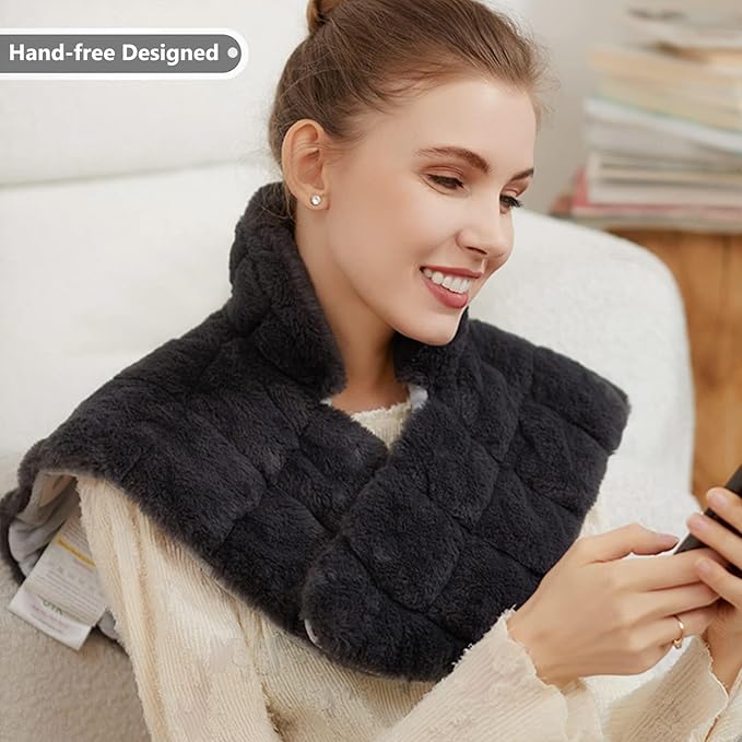 UTK Weighted Heating Pad for Neck and Shoulders and Back, 30s Fast Heat,6X Deeper Pain Relief, Faux Rabbit Fur Fabric, 8 Heat Settings Max 159℉, 4H Auto Off, Memory Function, 24"x 20", Christmas Gift UTK