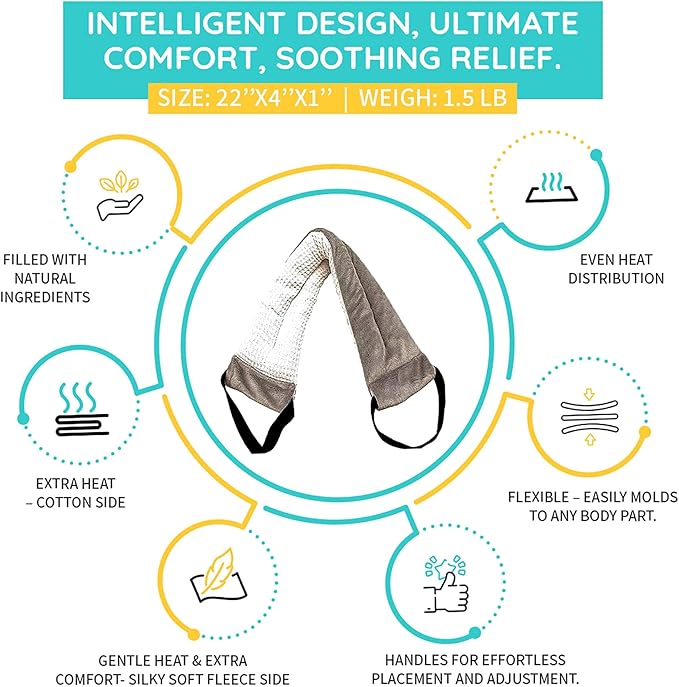 Versatile Microwavable Heating Pads for Neck Pain Relief, Back Pain, and Shoulder Pain Relief - Microwave Heating Pad for Cramps and Muscle Relief, Hot and Cold Reusable Pad - 1 Pack HPSolutions