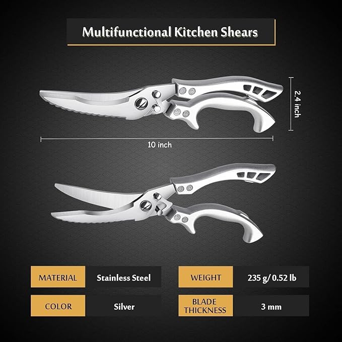 Dreach Reach Heavy Duty Poultry Shears with Serrated Edge - Kitchen Scissors For Chicken, Bone, Meat, Turkey, Fish - No Rust, Spring Loaded, Stainless Steel DreamReach