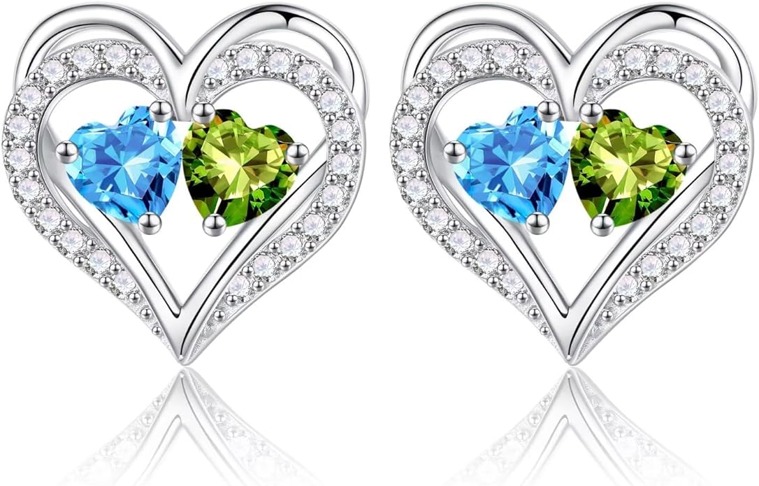 Iefil Christmas Gifts for Women Wife - 925 Sterling Silver Birthstone Earrings, Anniversary Birthday Gifts for Women Wife Girlfriend Mom IEFIL