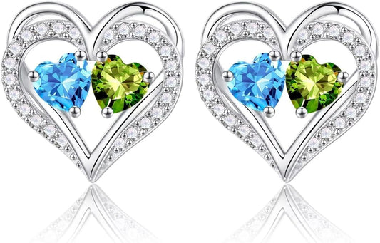 Iefil Christmas Gifts for Women Wife - 925 Sterling Silver Birthstone Earrings, Anniversary Birthday Gifts for Women Wife Girlfriend Mom IEFIL