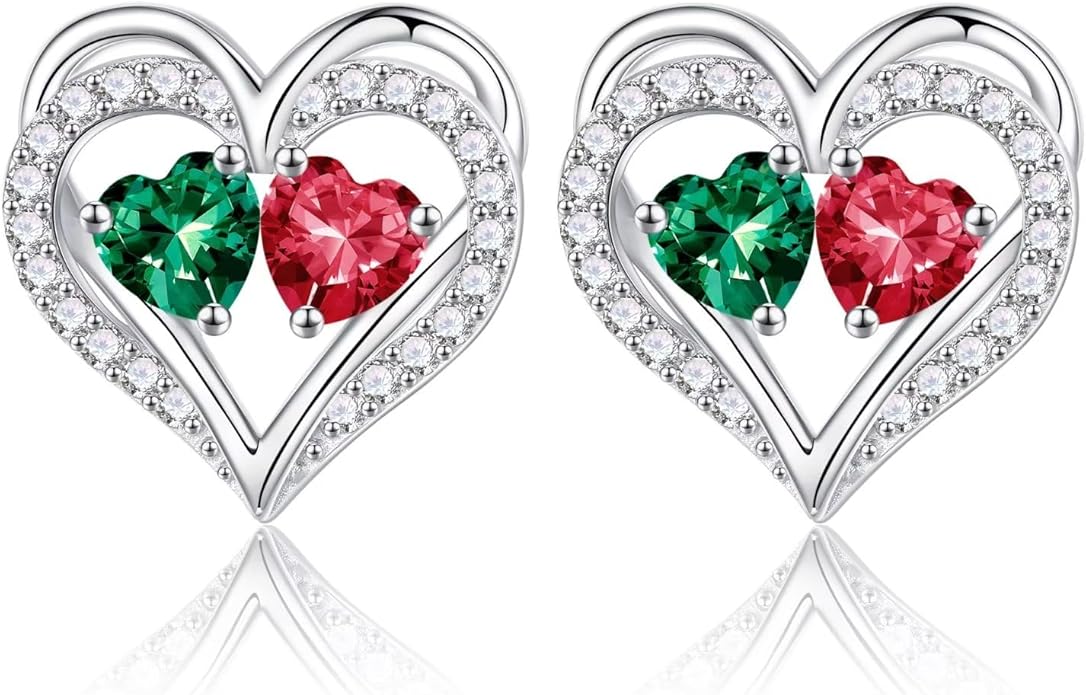 Iefil Christmas Gifts for Women Wife - 925 Sterling Silver Birthstone Earrings, Anniversary Birthday Gifts for Women Wife Girlfriend Mom IEFIL