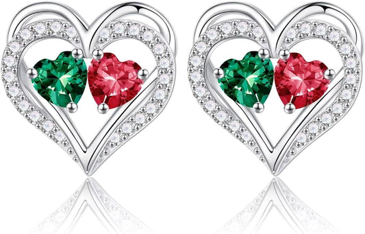 Iefil Christmas Gifts for Women Wife - 925 Sterling Silver Birthstone Earrings, Anniversary Birthday Gifts for Women Wife Girlfriend Mom IEFIL