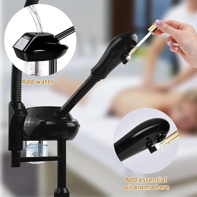 Facial Steamer for Ozone Humidifier Atomizer Attach 5× Magnifier and Light, Professional Face Steamer Clean Skin Firming Pores and Moisturizing Suitable for a Beauty, Spa, at Home BeautyPersonalCare