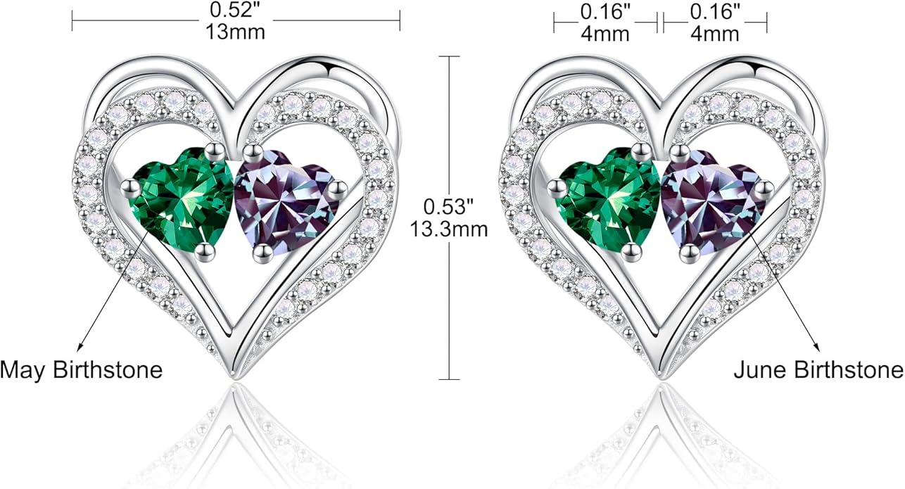 Iefil Christmas Gifts for Women Wife - 925 Sterling Silver Birthstone Earrings, Anniversary Birthday Gifts for Women Wife Girlfriend Mom IEFIL