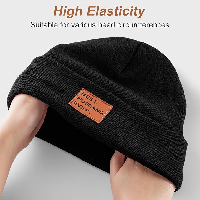 Valentines Day Gifts for Him, Husband Valentines Day Gifts, Best Husband Ever Mens Beanie Black Falidem