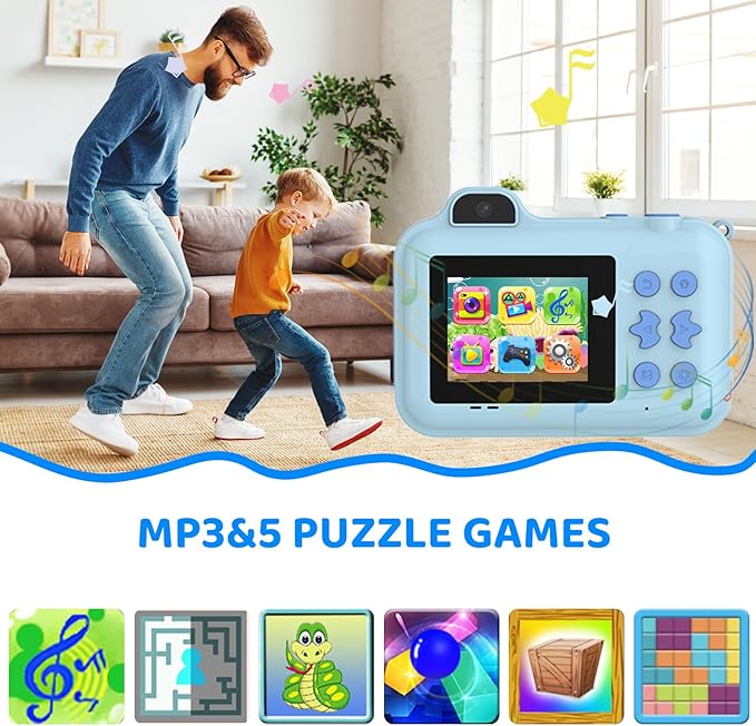 Kids Camera Instant Print, 1080P HD Dual-Lens Selfie,Toddler Digital Camera with 5 Rolls Paper & 32GB Card, Children Christmas Birthday Gifts Toys for Age 3 4 5 6 7 8 9 10 11 12 Years Old Girls Boys xuweicn